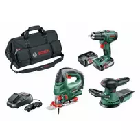 Bosch PSR 1800 Li-2 + PST 18 Li + AdvancedOrbit 18 belaidis 18 V įrankių rinkinys su 2 akumuliatoriais (06039A310W)