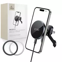 TECH-PROTECT MM15W-V5 Magnetinis MagSafe Stabilus Ventiliatoriaus Laikiklis Automobiliui Belaidis Įkroviklis 15W Juodas/Juodas