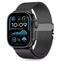 TECH-PROTECT MILANO Apple Watch 8 / 9 / 10 / 11 / SE / Ultra (44 / 45 / 46 / 49 mm) Black Stainless Steel Mesh Milanese Loop Strap