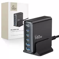 TECH-PROTECT DC140W-GAN 5-Port Desktop Charger PD 140W / QC3.0 Black