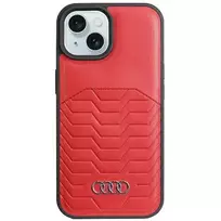 Audi Synthetic Leather MagSafe Hard Case for iPhone 15 / 14 / 13 6.1 inch - Red