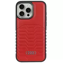 Audi Synthetic Leather MagSafe iPhone 15 Pro Max 6.7 Red Hardcase AU-TPUPCMIP15PM-GT/D3-RD