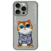 Nimmy Back Cover for Apple iPhone 15 Pro 6.1 inch Gray Glasses Cool Cat