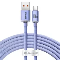 Baseus USB-A į USB-C Crystal Shine 100W 2m violetinis laidas