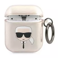 Karl Lagerfeld KLA2UKHGD AirPods 1/2 dėklas Auksinis blizgučiais Karl Head
