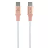 GUESS GUCCLALRGDP USB-C į USB-C greito įkrovimo laidas 1,5 m rožinis su reljefiniu logotipu