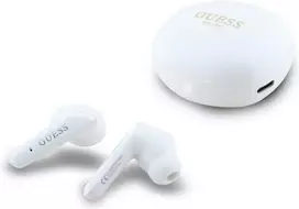 GUESS Flat Classic Logo Electroplated belaidės ausinės, baltos