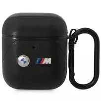 BMW BMA222PVTK odinis dėklas su lenkta linija, skirtas AirPods 1/2 - juodas