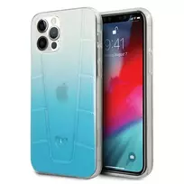 Mercedes-Benz MEHCP12LCLGBL iPhone 12 Pro Max kietas dėklas Transparent Line mėlynas