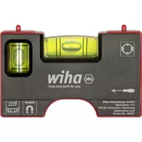 WIHA Mini gulsčiukas kišeninis 8 cm pilkas/raudonas su magnetu