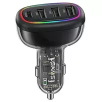 USAMS C34 48W PD greitasis automobilinis įkroviklis su 1x USB-C ir 3x USB-A - juodas