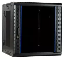 DSIT DS6612ZP-DOUBLE 6U reversibilus sieninis serverio spintelis su grūdinto stiklo durimis ir perforuotais šoniniais skydais, 600x450x370 mm, juodas