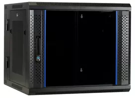 DSIT 6U sieninis tinklo spintos korpusas su grūdinto stiklo durimis, reversinis, 600x450 mm, juodas
