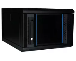 DSIT DS10-3404 4U 10 colių sieninis spintos su grūdinto stiklo durimis, 370x450x264 mm, juoda