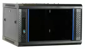 DSIT DS6606 6U montuojamas ant sienos serverių kabinetas su stiklo durimis, 600 x 600 x 368 mm, juodas