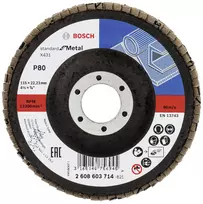 Bosch X431 Standard 115 mm, 80 grūdėtumo, tiesusis, metalo šlifavimo diskas su stiklo pluošto pagrindu, 2608603714