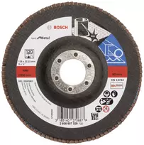 BOSCH X-LOCK 125 mm P120 cirkonio oksido aliuminio šlifavimo diskas kūginis metalui 2608607329