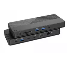 EXERTIS CONNECT KVM perjungiklis su doko stotimi, HDMI 4K Ultra HD, LAN, 4 prievadų USB šakotuvas, garso lizdai, kortelių skaitytuvas (061110)