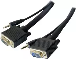 EXERTIS CONNECT S-VGA monitoriaus kabelis su audio, 15-pin HD D-Sub vyriškas-vyriškas, 5,0 m, juodas 137221
