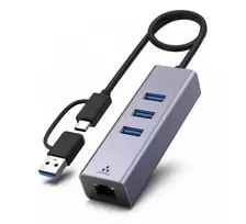 Exertis Connect USB 3.1 Gigabit Ethernet tinklo adapteris su USB šakotuvu ir Type-C konverteriu (310763)