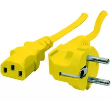 Exertis Connect 808015 maitinimo kabelis su kampuotu Schuko kištuku ir IEC C13 lizdu, geltonas, 1,8 m