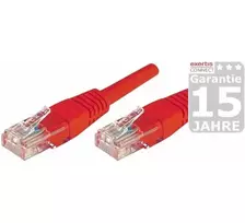EXERTIS CONNECT Cat.5e U/UTP komutacinis kabelis, raudonas, 5,0 m, plonu apsauginiu galu 853946