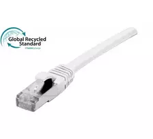 EXERTIS CONNECT Cat. 6A S/FTP komutacinis tinklo kabelis, TPE, be halogenų, GRS sertifikuotas, su apsauga nuo užkabinimo, baltas, 1,5 m 854558