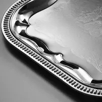 APS Partyplatte stačiakampė 410 x 310 mm sidabrinė metalinė, nikeliuota ir blizgiai chromuota, vidiniai paviršiai - 1 vnt. (392)