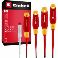 Einhell VDE elektrininko atsuktuvų rinkinys, 5 dalių, SL 4.0/5.5, PH 1/2, įtampos testeris, 370541