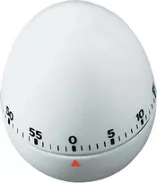 TFA DOSTMANN Kiaušinio formos virtuvės laikmatis, mechaninis, baltas, 60 minučių, varpelio signalas, 60 x 74 mm 38.1002