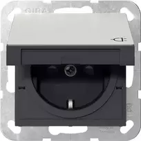 Gira SCHUKO lizdas su atlenkiamu dangteliu ir apsaugine užsklenda, nerūdijantis plienas, 1 vietos, įleidžiamas, 16 A, 250 V 4414600
