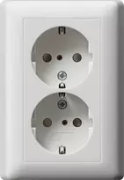 Gira System 55 Schuko lizdas CEE 7/3, 16 A, 250 V, blizgus grynai baltas, su atlenkiamu dangteliu 078327