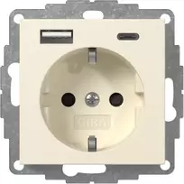 GIRA 245901 SCHUKO lizdas su USB įkrovikliu 2x Type A/C System 55 kreminės baltos spalvos