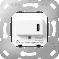 Gira SCHUKO lizdo įdėklas su USB Type C PD, 16 A, 250 V, įleidžiamas, juodas 236200