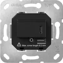 Gira SCHUKO kištukinis lizdas su Type C USB PD įkrovikliu, 16 A, įleidžiamas, baltas 236300