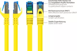 Good Connections RNS® Cat. 6A S/FTP tinklo kabelis su apsauginiu fiksatoriumi, be halogenų, geltonas, 20 m 8060-H200Y