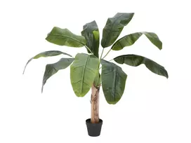 EUROPALMS Dirbtinis bananų medis, 100 cm, žali lapai, juodas vazonas 82509503