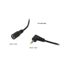 ALLNET DC maitinimo prailginimo kabelis 4,0mm x 1,7mm vyriškas į moterišką 1,5m juodas ALL-Adapt-Ext4.00-1500