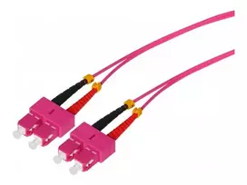 Tecline HD OM4 daugiamodis šviesolaidinis komutacinis kabelis SC Duplex į SC Duplex, 50/125 µm, viržių violetinės spalvos, 7,5 m 798SS07