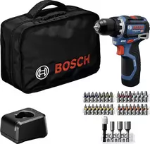 Bosch Professional 12 V 2 Ah bešepetėlis akumuliatorinis perforatorius su 2 baterijomis ir įkrovikliu 0615A500CF