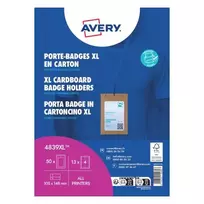 Avery 4839XL vardinių kortelių laikiklių rinkinys su kaklo dirželiu, A6, 105 x 148 mm, 50 rinkinių, mėlyni kaklo dirželiai