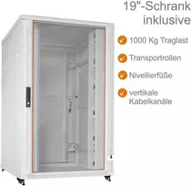 IT-BUDGET 19 inch Server Rack SRK - 27U - 800x1000 mm - Stiklinės/Plieninės Durys - Kabelių kanalai - Surinktas - Šviesiai pilkas (99ITB19SRK27810GGNM)