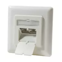 DSIT DC-Wall-In-STP6-I įleidžiama Cat. 6 ekranuota dviguba RJ45 rozetė, dramblio kaulo spalvos