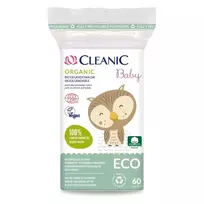 Cleanic Baby Eco vatos diskeliai kūdikiams, 60 vnt., natūrali medvilnė, hipoalerginiai