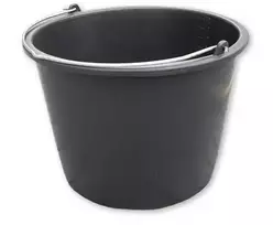 Bradas KTW16 16L PVC statybinis kibiras, juodas, apvalus, su metaline lanko rankena ir vidine skale