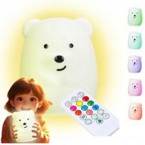 Silikoninė naktinė lemputė meškiukas su pulteliu Led Usb