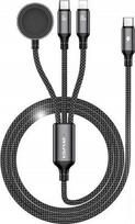 Awei laidas W23 3 viename USB-C/Lightning/Watch 100W/10W/2.5W juodas/juodas