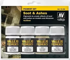 Vallejo : 73.193 - Pigmentų rinkinys - Suodžiai ir pelenai (4x35 ml)