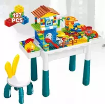 Lean Toys LeanToys Konstrukciniai kaladėlės 197 elementai + stalelis ir kėdutė