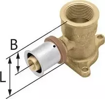 KAN-therm Sieninė varinė alkūnė su ausimis GW ultraPRESS - 25 Rp3/4 L = 54 mm KAN-THERM